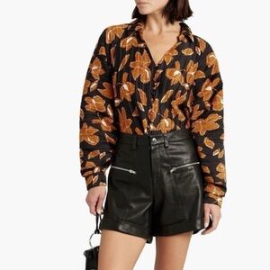 SIMKHAI Winslow Pleated Floral Blouse